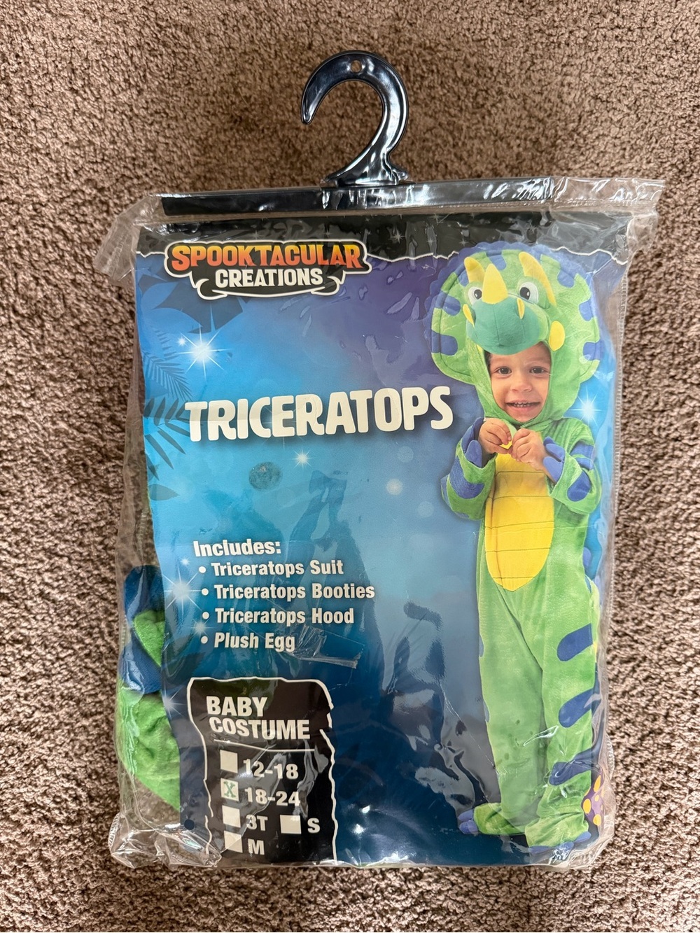 Green Triceratops Dinosaur Infant Toddler Halloween Costume